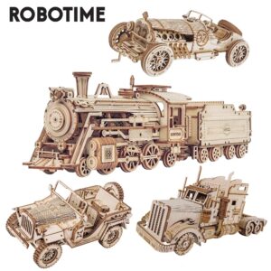 Train Model 3D Wooden Puzzle Toy Assembly Locomotive